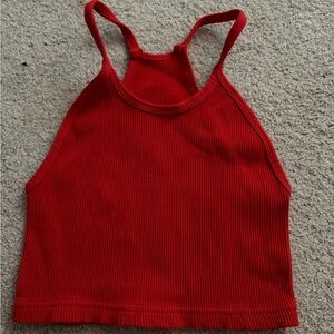 Red Ribbed Free People Movement Top
